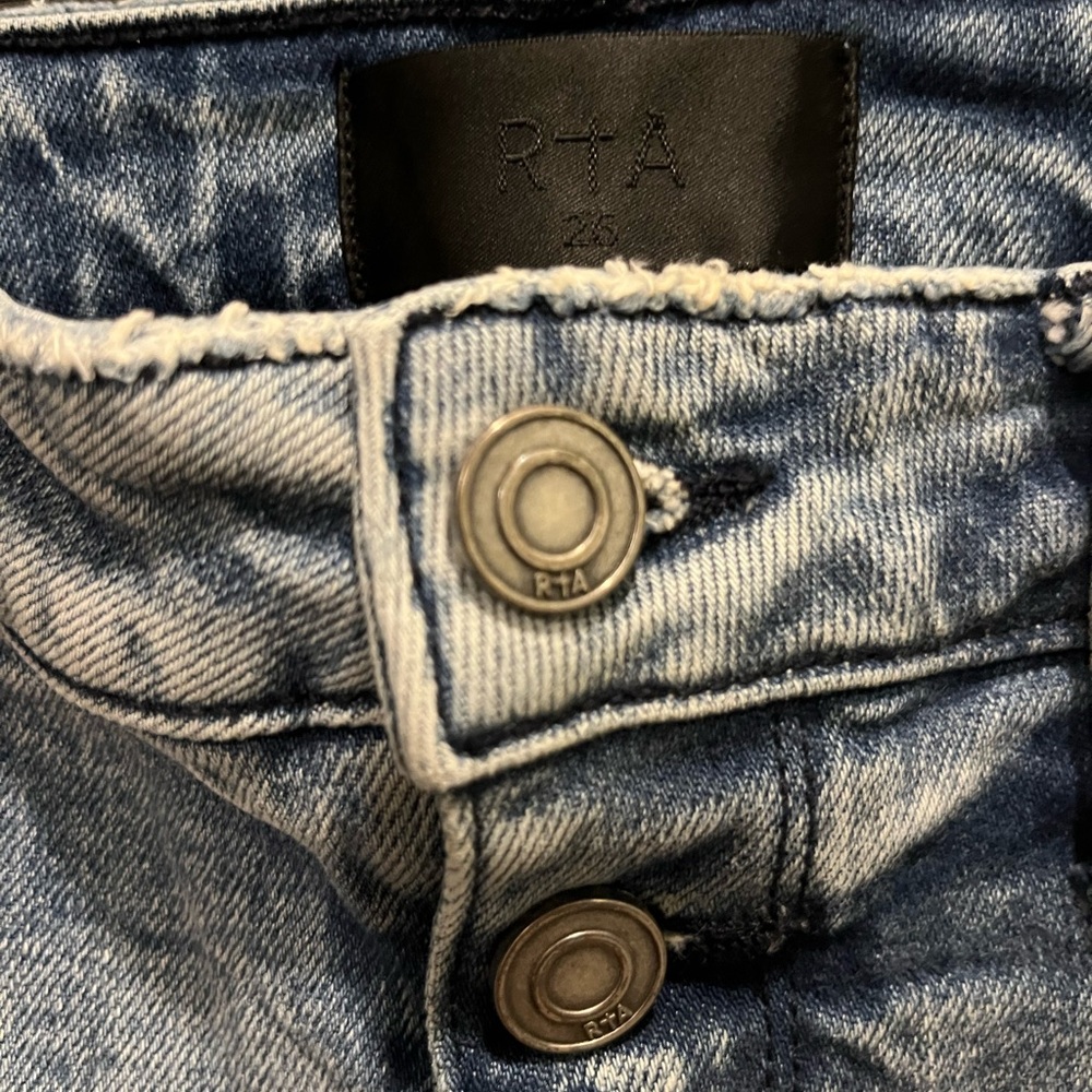RtA Blue Denim Jeans with Button Detail